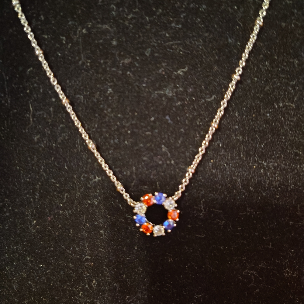 Hobby Lobby Silver Necklace with Red, Blue, and White Accents